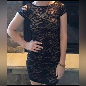 B Darlin Black Lace Mini Dress